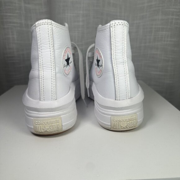 Converse Chuck Taylor All Star Move Leather Platform High-Top Sneakers White 8 - Picture 9 of 15
